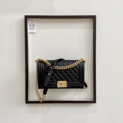 Chanel Old Medium Boy Black Lambskin GHW