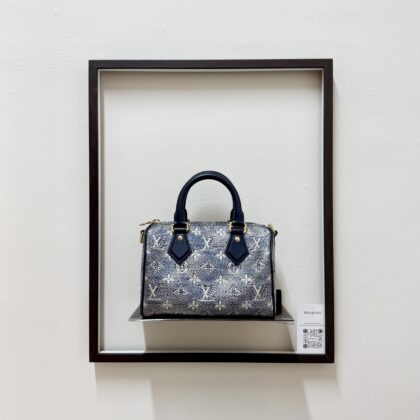 LV Speedy 20 Bandouliere Blue Monogram Jacquard Canvas GHW
