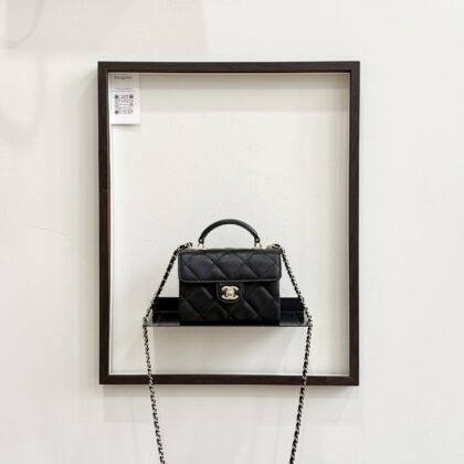 Chanel Mini Top Handle Flap Black Caviar LGHW
