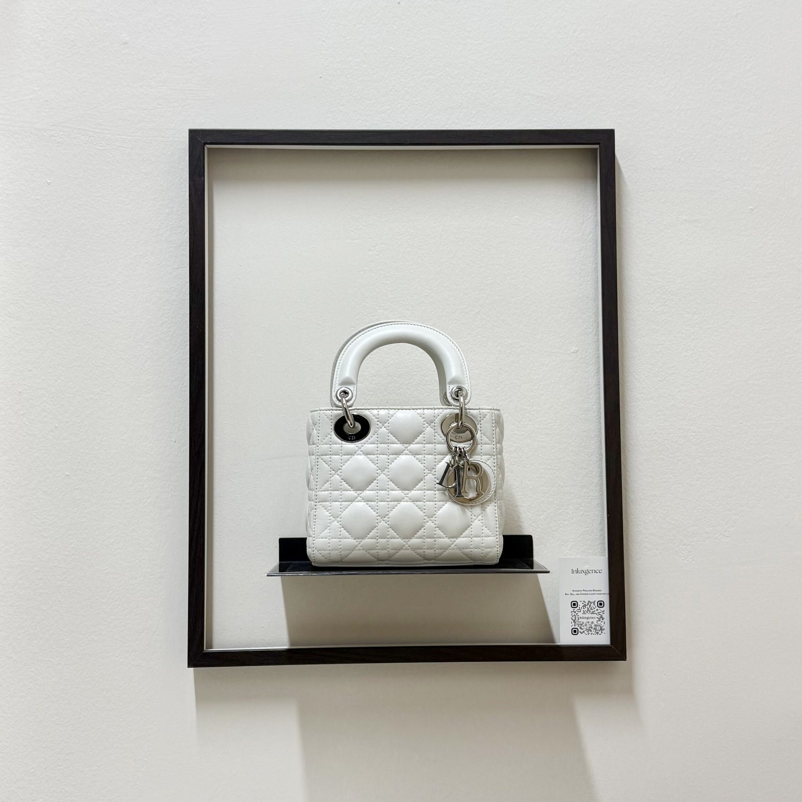 Dior Lady Dior Mini White Lambskin SHW