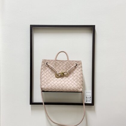 Bottega Veneta Small Andiamo Pink Intrecciato Leather GHW