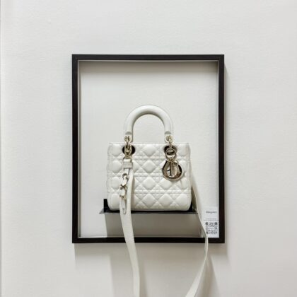 Dior Lady D Small White Lambskin GHW