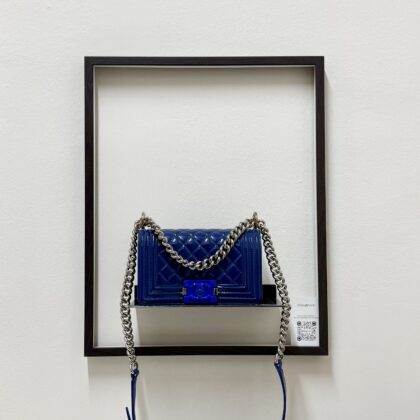 Chanel Small Boy Blue Patent SHW