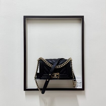 Chanel Small Boy Chevron Black Caviar LGHW