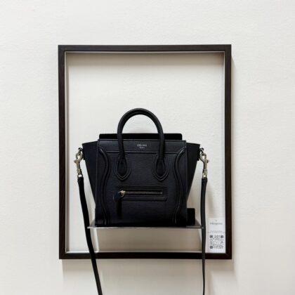 Celine Nano Luggage Black Drummed Calfskin SHW