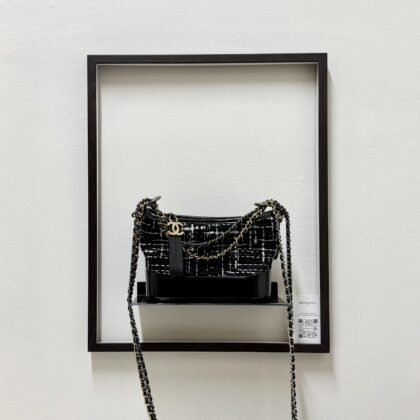 Chanel Small Gabrielle Tweed Black GHW