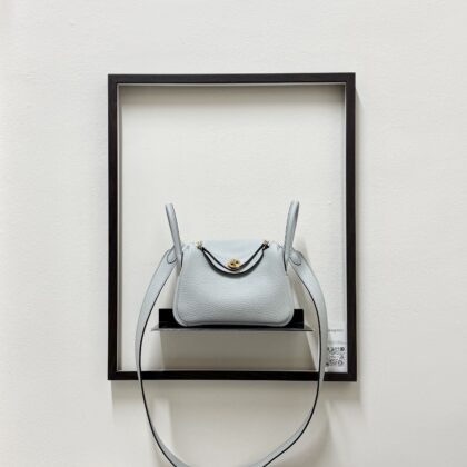 Hermes Mini Lindy I Pale Bleu Clemence GHW