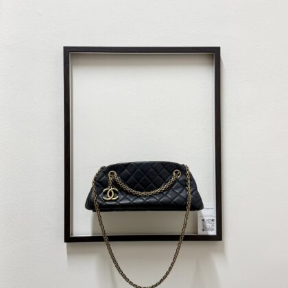 Chanel Mademoiselle Bowling Black Leather AGHW