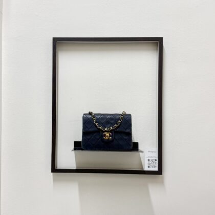 Chanel Vintage Mini Square Dark Navy Lambskin 24K GHW