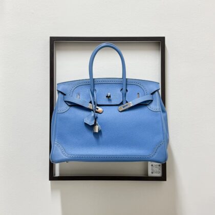Hermes Birkin 35 Ghillies Blue Paradise Togo/Evercolor PHW
