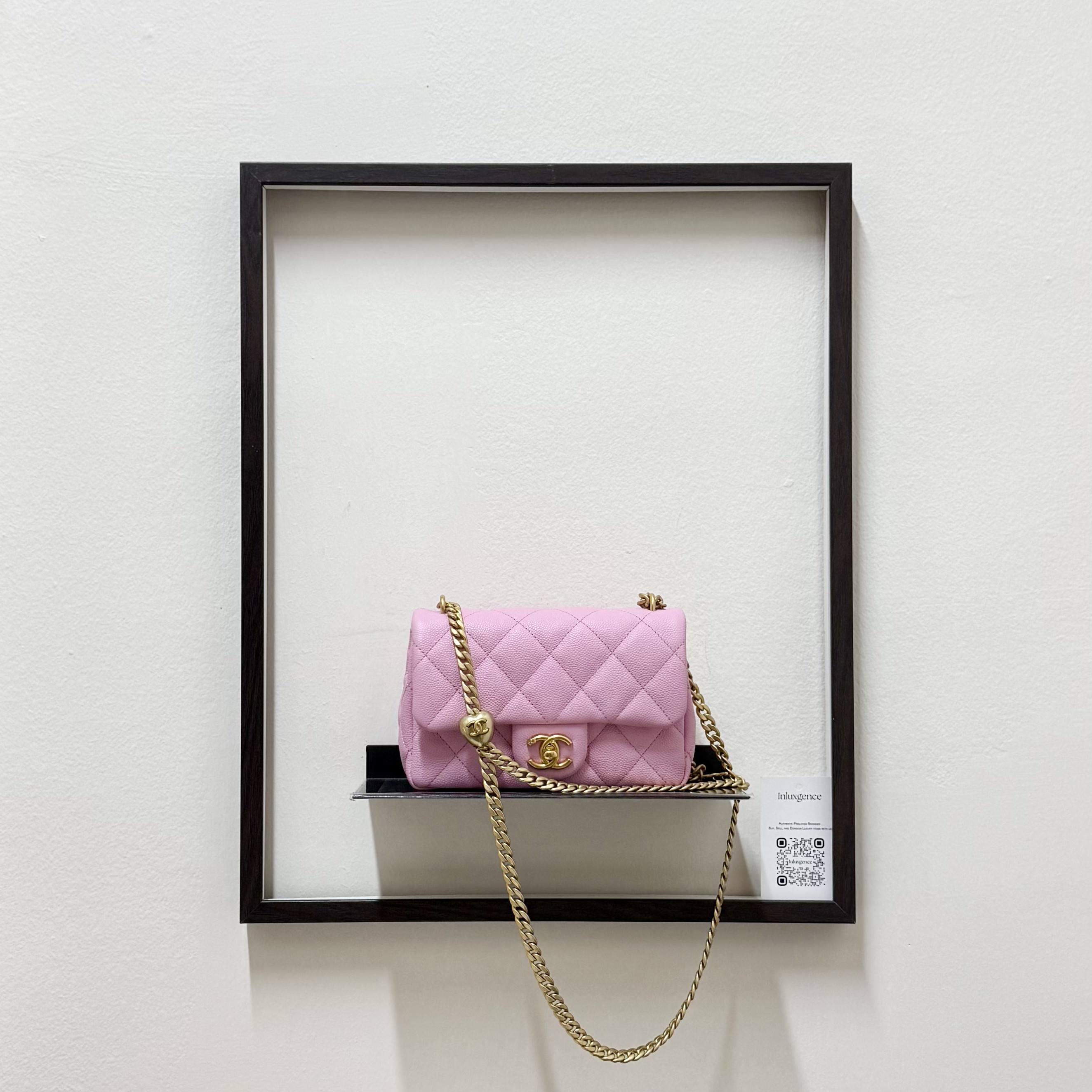 Chanel Mini Square Heart Crush Pink Caviar GHW