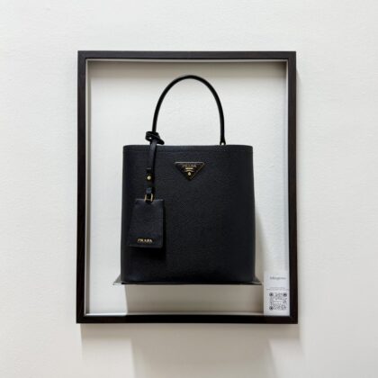 Prada Panier Medium Black Saffiano Leather GHW