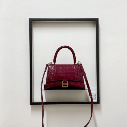 Balenciaga Small Hourglass 2way Red Croc Embossed Leather GHW