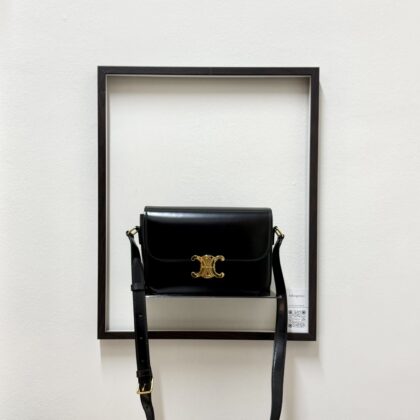 Celine Classic Triomphe Box Black Shiny Calfskin GHW