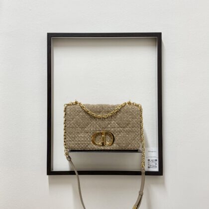Dior Medium Caro Cloth Brown/Beige GHW