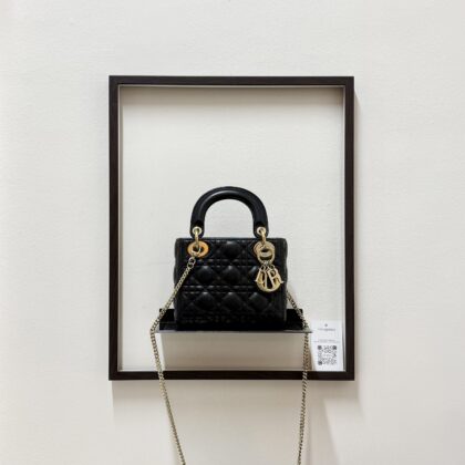 Lady Dior Mini Black Lambskin GHW