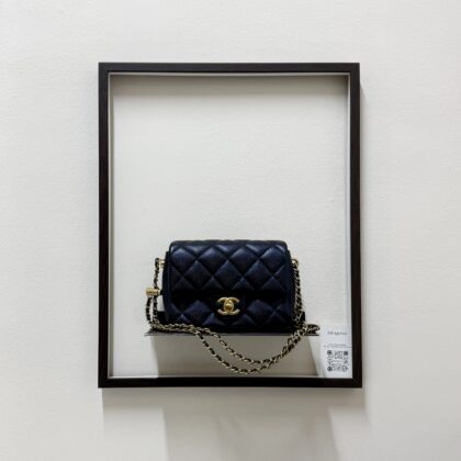 Chanel 21K Perfect Mini Flap Iridescent Dark Navy Caviar GHW