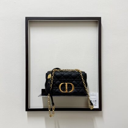 Dior Small Caro Black Calfskin GHW